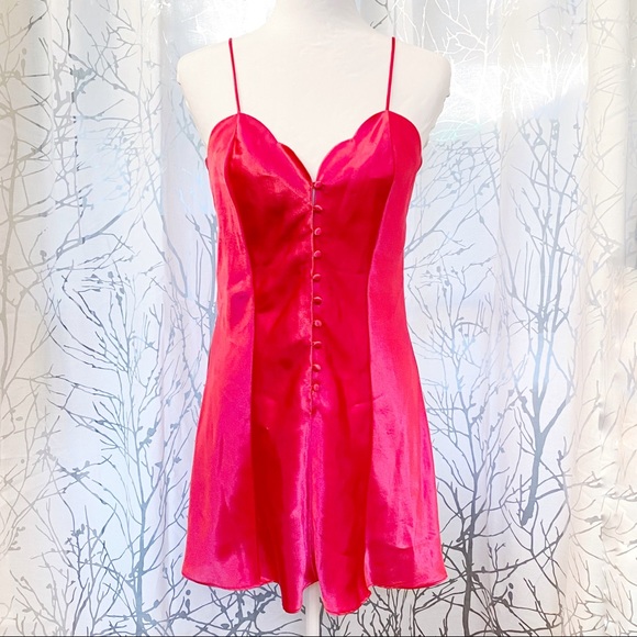 Victorias Secret Pink Satin Button Up 